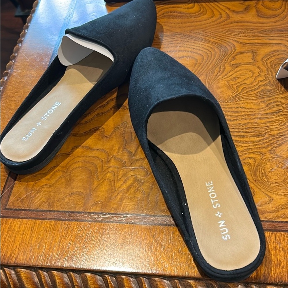 Sun + Stone Women's Black Slip-On Shoes
